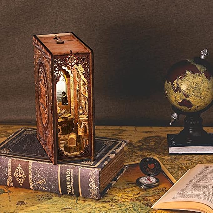 DIY BOOK NOOK KIT FOR ADULTS, DIY DOLLHOUSE MINIATURE HOUSE KIT BOOKNOOK BOOKSHELF INSERT DECOR, 3D WOODEN PUZZLE GIFT KIT FOR FRIENDS AND FAMILY WITH DUST COVER(SAILING MEMORY) - Image 3